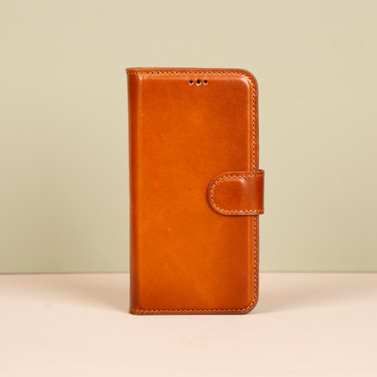 iPhone 16e Leather Wallet Case - Golden Brown - Brooklyn