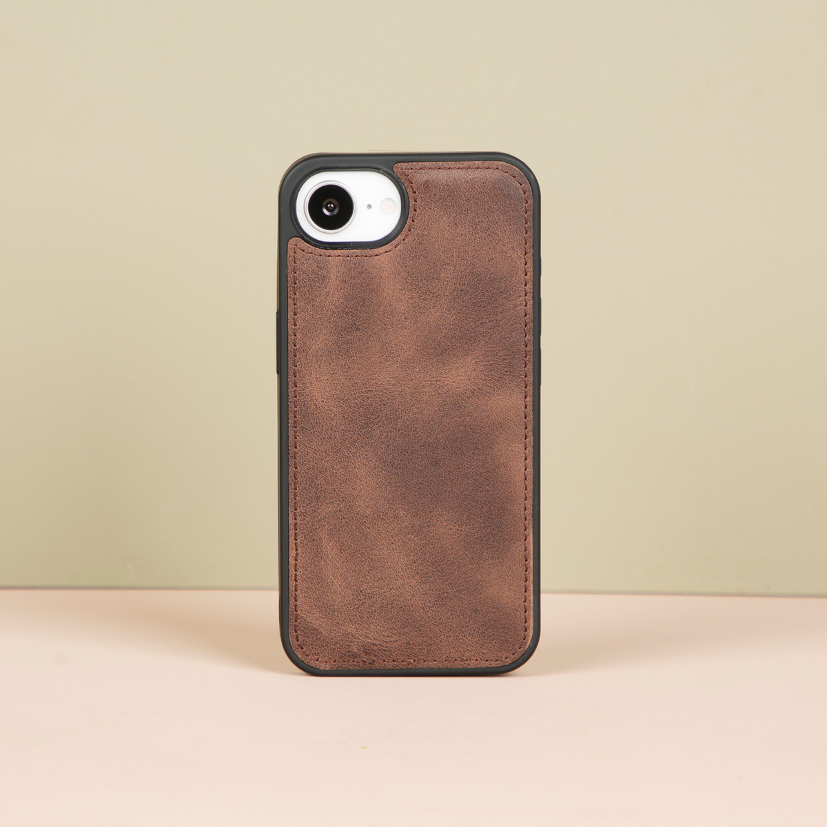iPhone 16e Leather Wallet Case - Medium Brown - Brooklyn