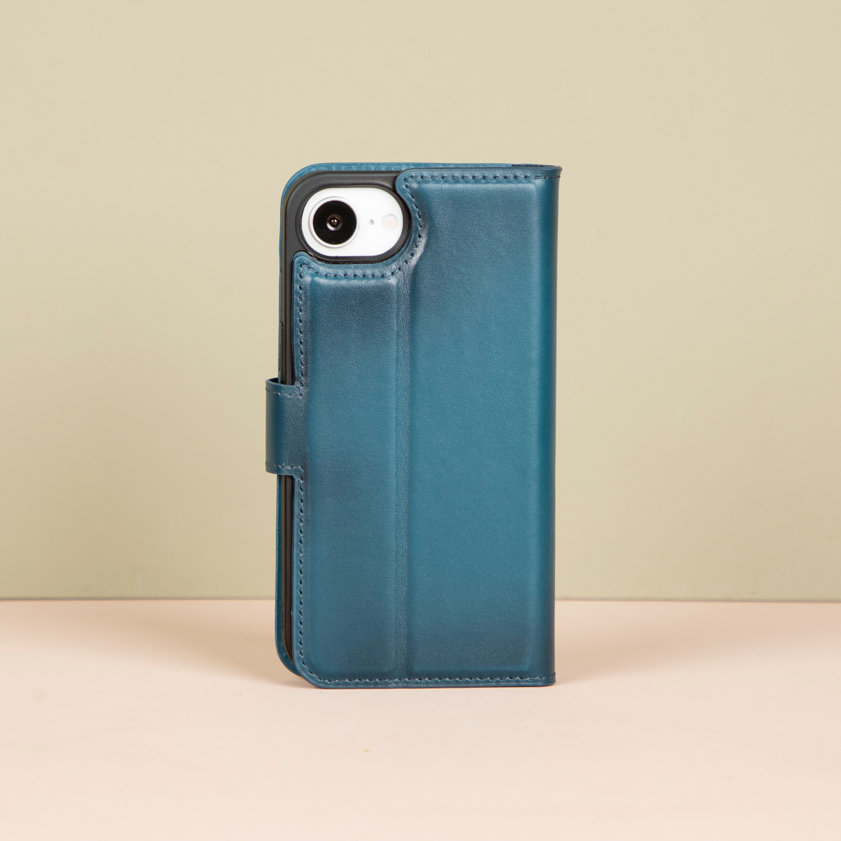 iPhone 16e Leather Wallet Case - Petrol Blue - Brooklyn
