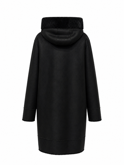 Rei Reversible Faux Fur & Suede Coat in Black/Black
