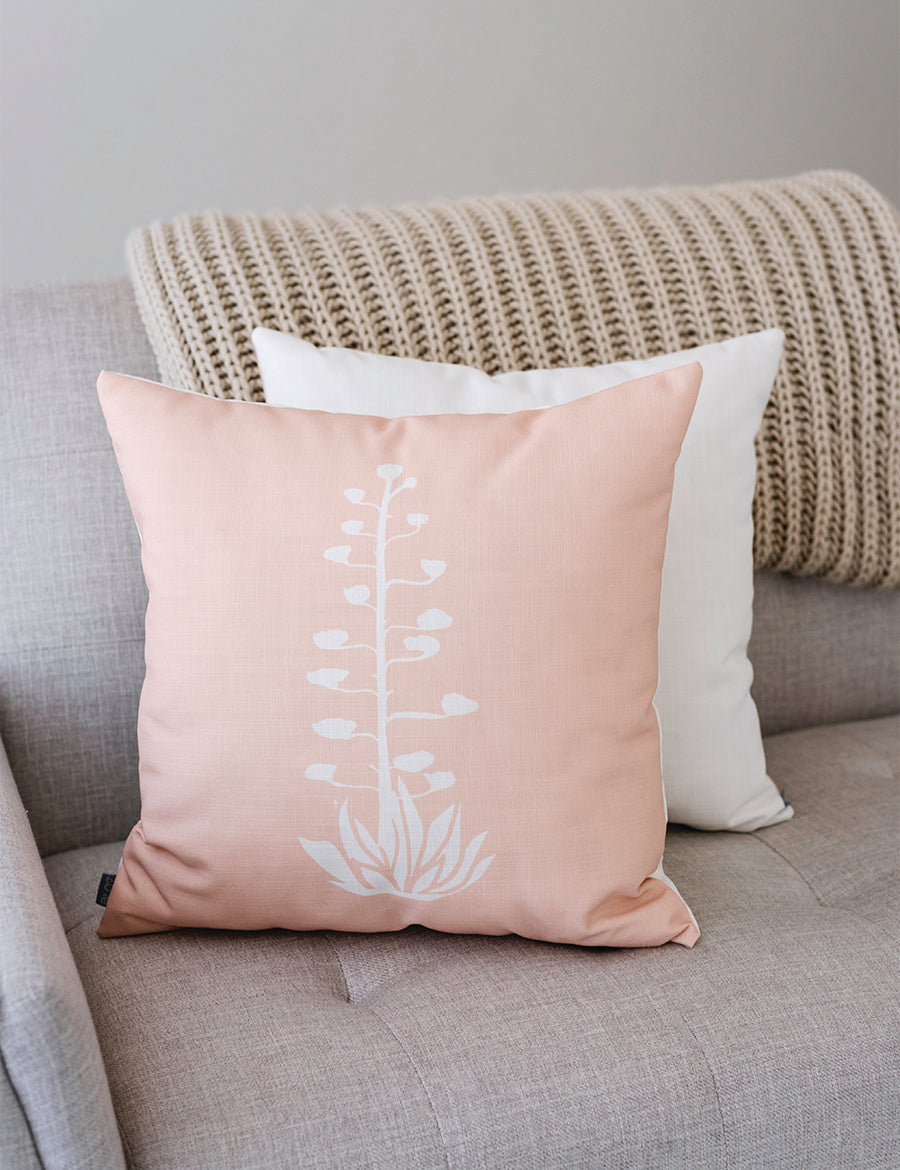 Agave Bloom Pink Linen Pillow, College Student Gift, Christmas Gift, Mother's Day Gift
