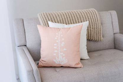 Agave Bloom Pink Linen Pillow, College Student Gift, Christmas Gift, Mother's Day Gift