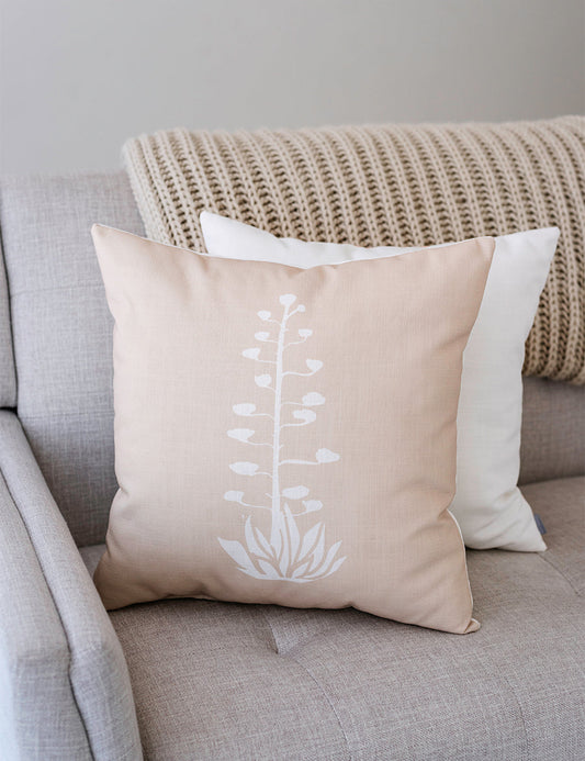 Agave Bloom Brown Linen Pillow, Eco Friendly, College Student Gift, Christmas Gift, Mother's Day Gift