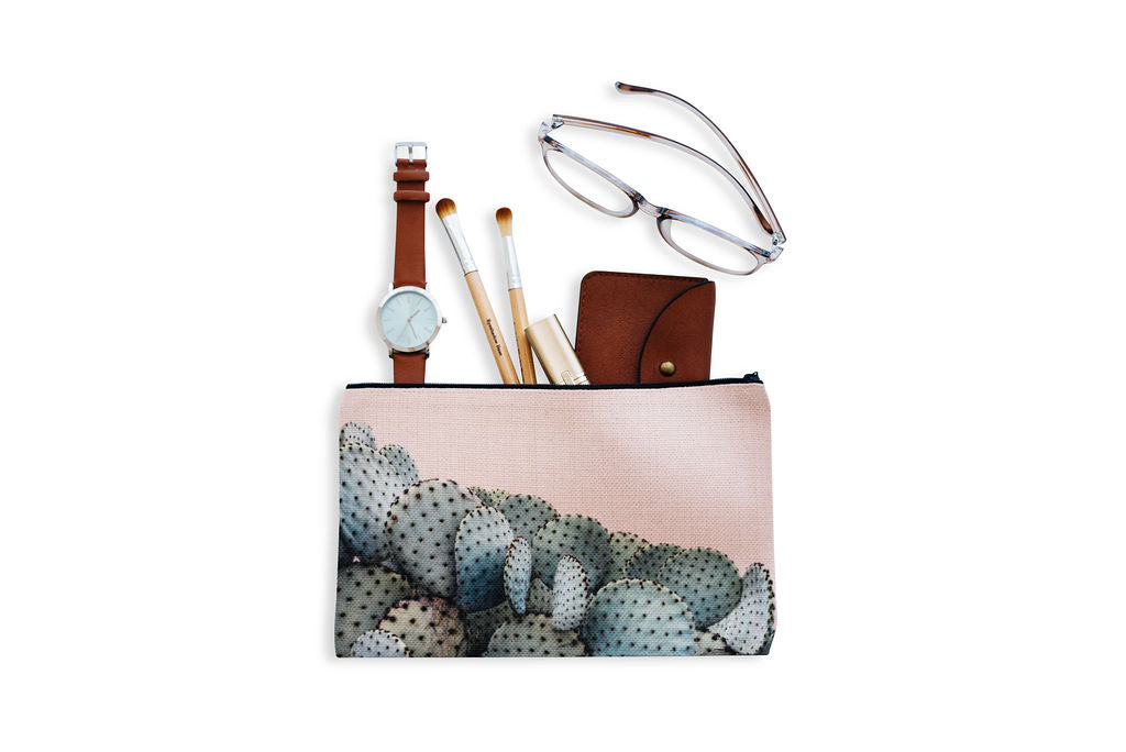 Prickly Pear Cosmetic Pouch, College Student Gift , Mother's Day Gift, Christmas Gift