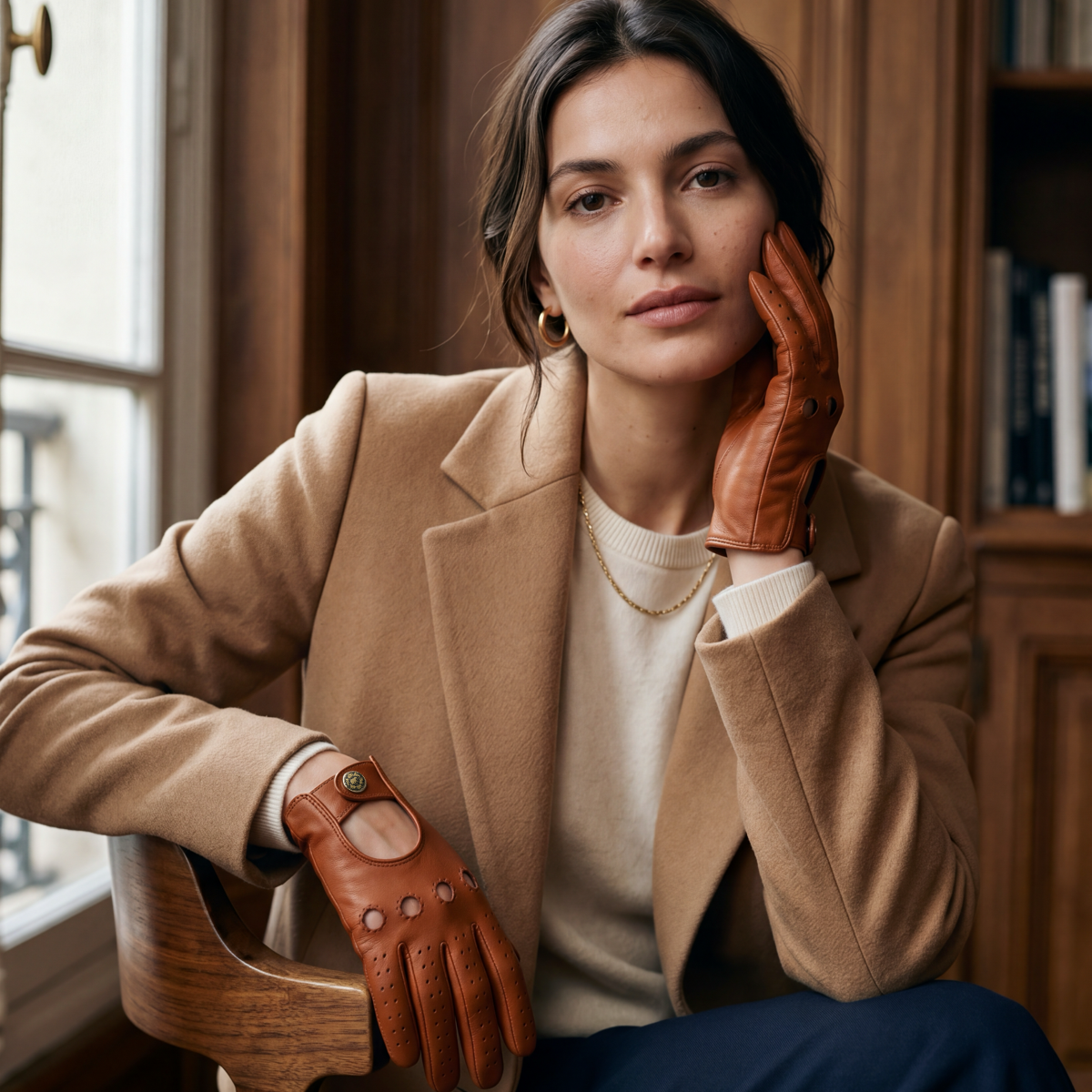 CD4010 (cognac) - Women's Italian Leather Driving Gloves — photo 4 of 10