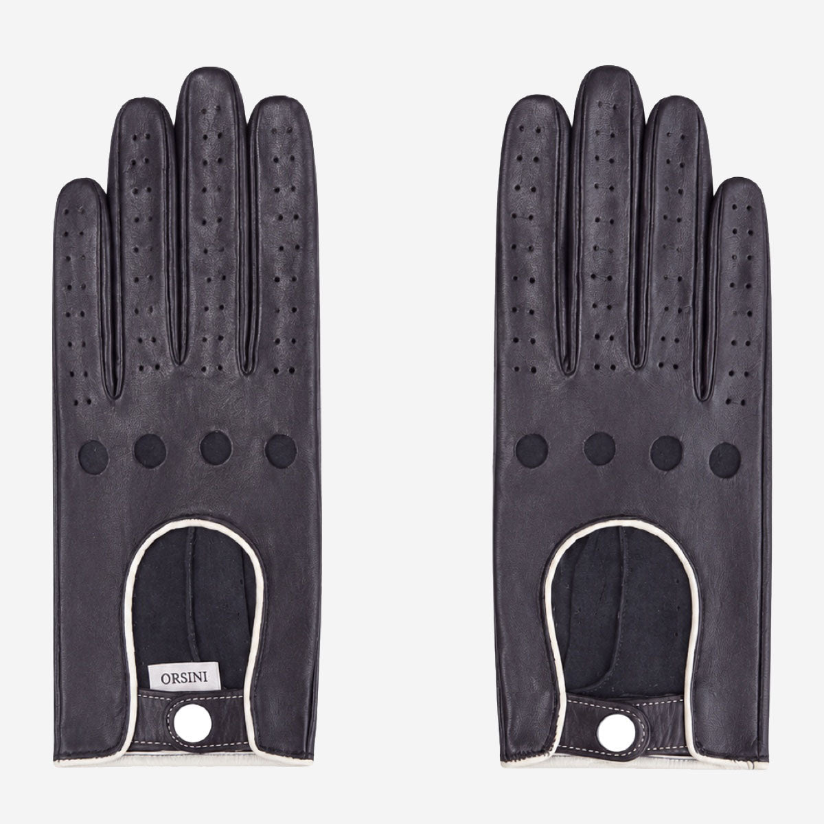 CD4050 (black/white) - Women’s Italian lambskin driving gloves with contrast trim — photo 1 of 10