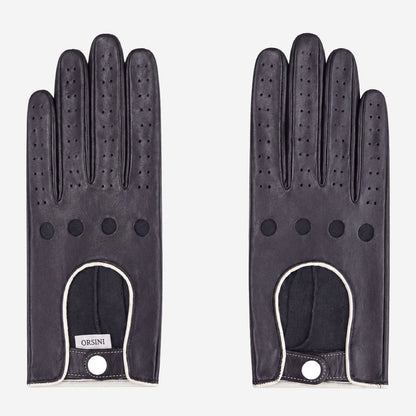 CD4050 (black/white) - Women’s Italian lambskin driving gloves with contrast trim — photo 1 of 10