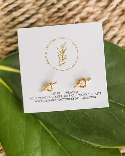 Tie The Knot Earrings - Stainless Steel (Silver and Gold)