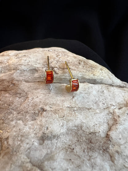 Dainty Crystal Hoop Stud-Citrus, Stainless Steel Gold Plated
