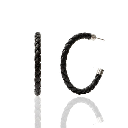 Black Braided Hoop Earrings
