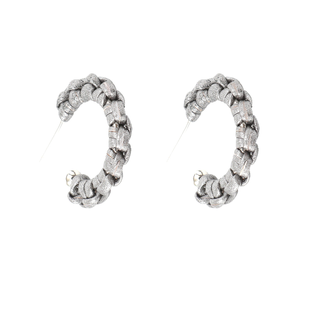 Silver PETITE Braided Hoop Earrings