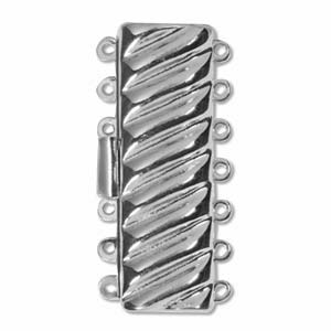 Elegant Elements 24K Gold & Silver Plated Brass Rectangle Multi-Strand Clasp 7 Loop 18x40mm