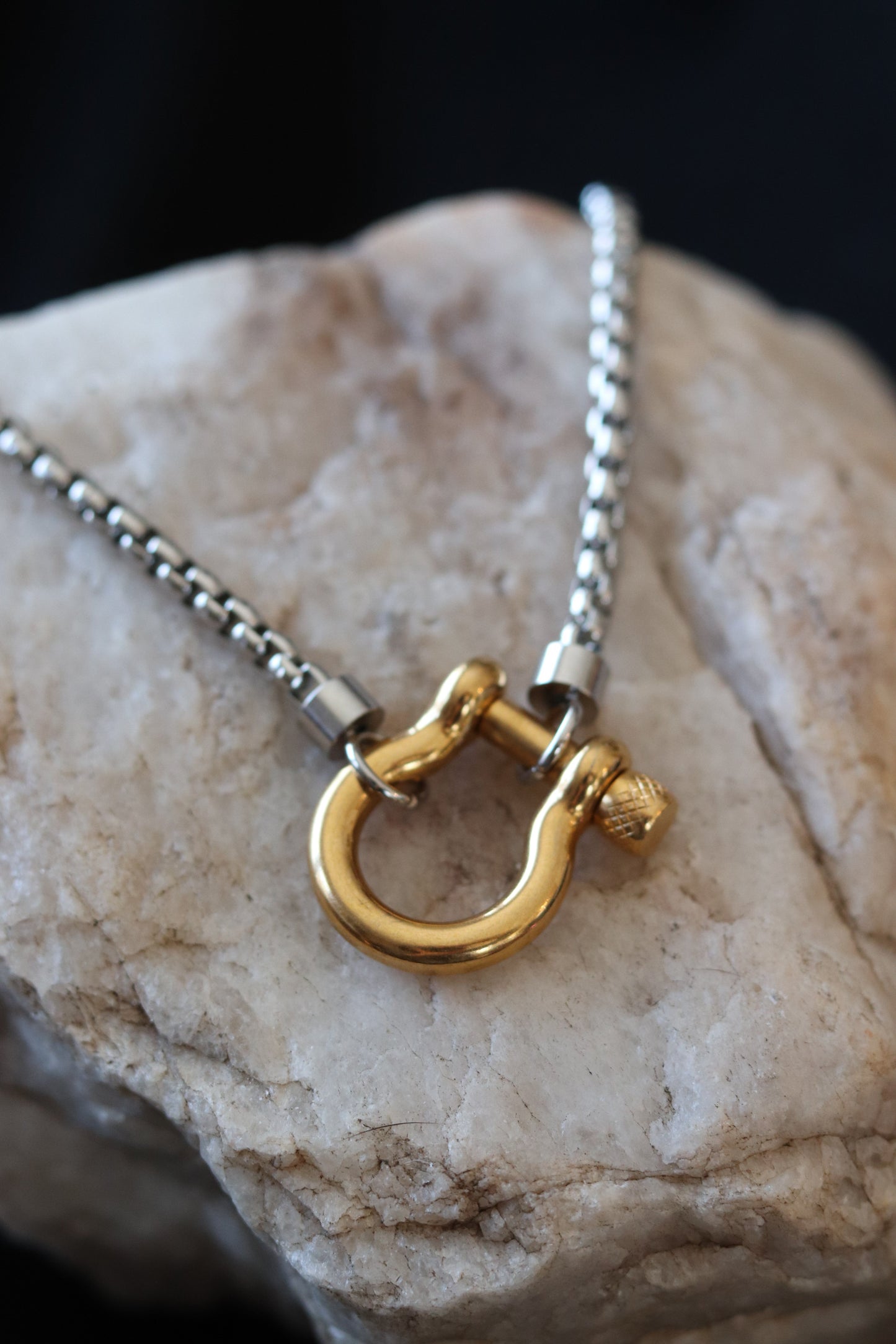 Silver Piper Two Tone Necklace – 18K Gold Plated Stainless Steel Mixed Metal Chain (18.5”)