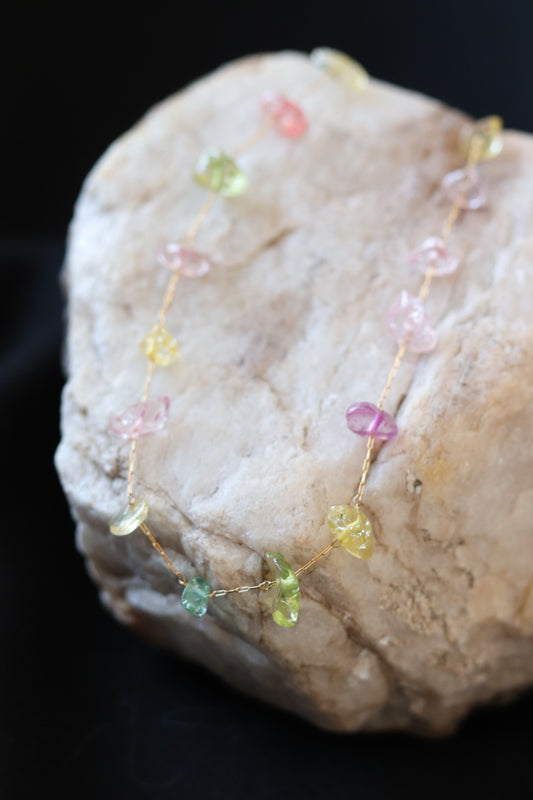 Aria Natural Stone Necklace – 18K Gold Plated Stainless Steel Colorful Gemstone Chain