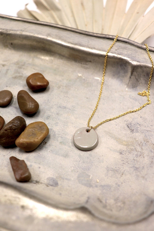 Hope Necklace - Light Grey (Ceramic and Gold)