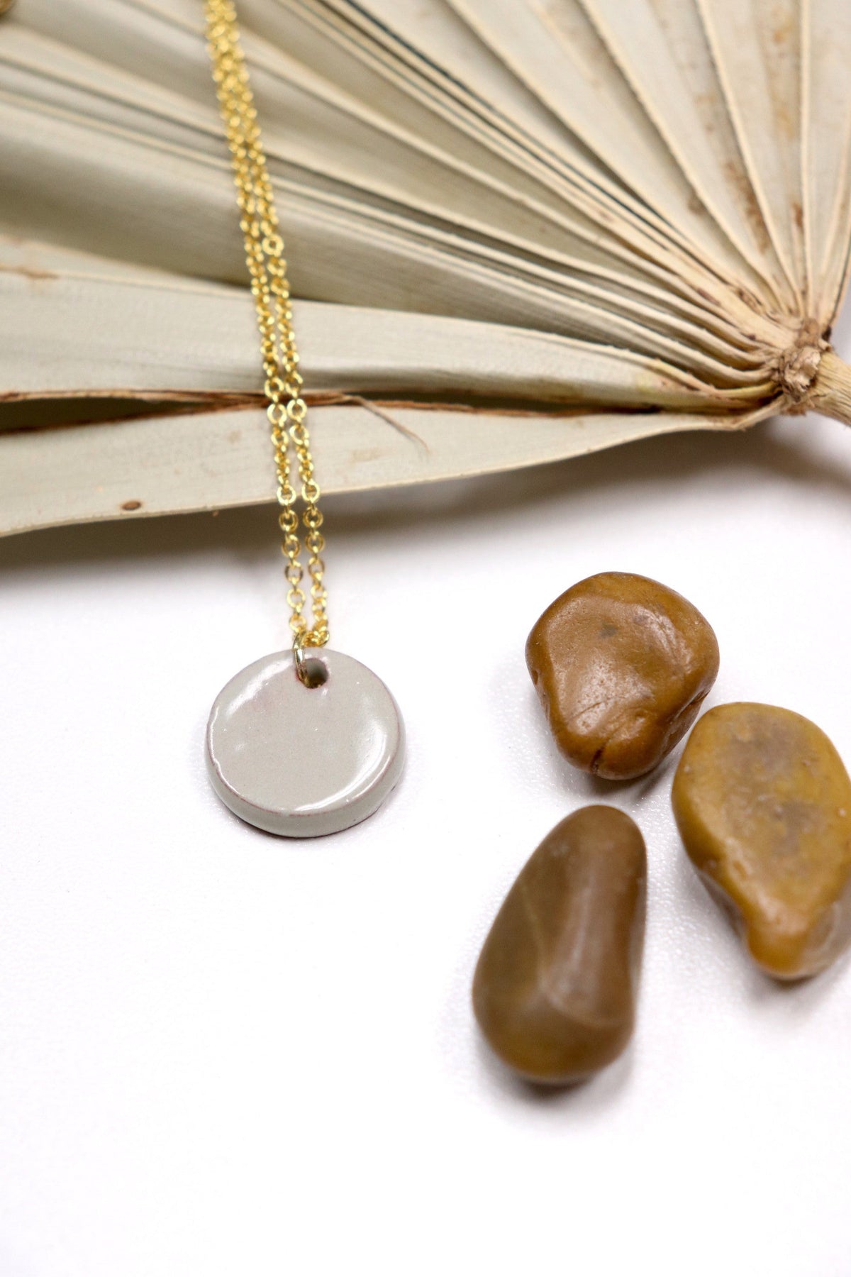 Hope Necklace - Light Grey (Ceramic and Gold)