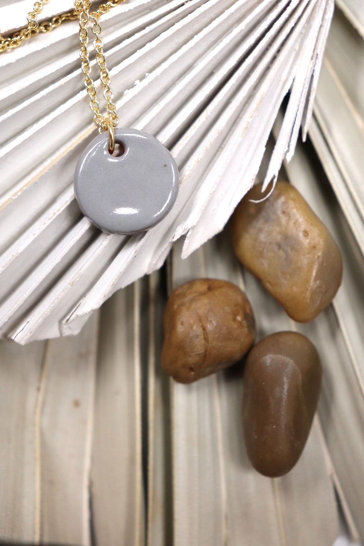 Hope Necklace - Dark Grey (Ceramic and Gold)