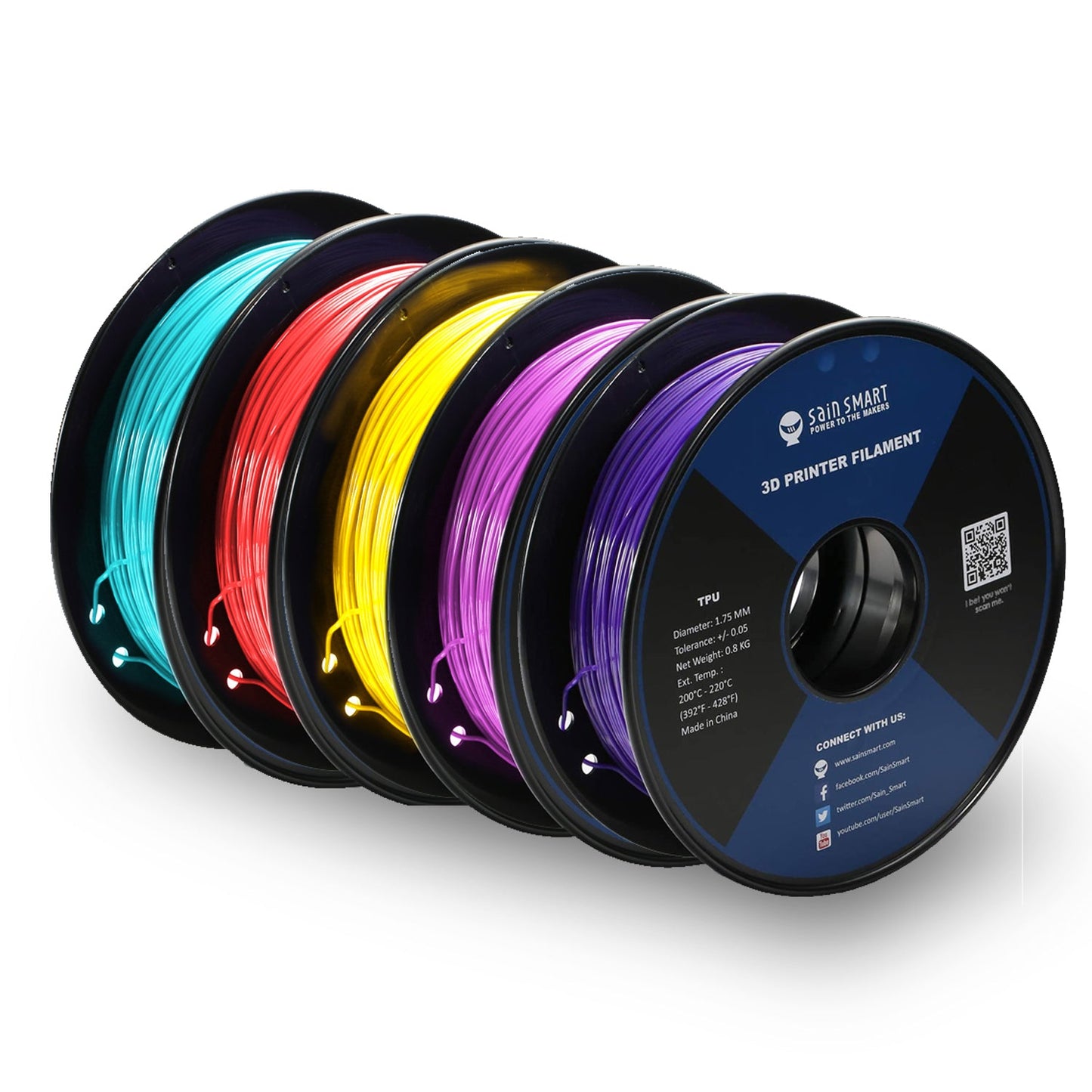 Neon Color TPU Filament Bundle Kit, Cyberpunk Color 1.75mm 0.8kg/1.76lb — photo 1 of 10