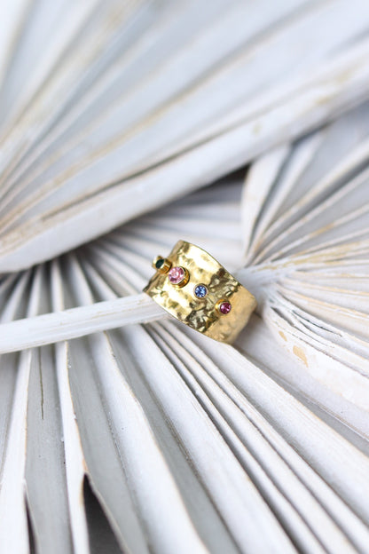 Charlotte Multi Stone Gold Statement Ring, Waterproof Gold Ring, 18K Gold Plated Stainless Steel Ring, Hypoallergenic Jewelry, Tarnish Resistant Ring