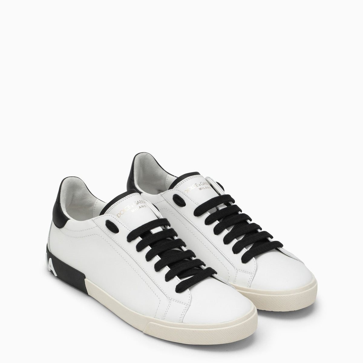 Dolce & Gabbana Portofino Vintage White/Black Leather Trainer