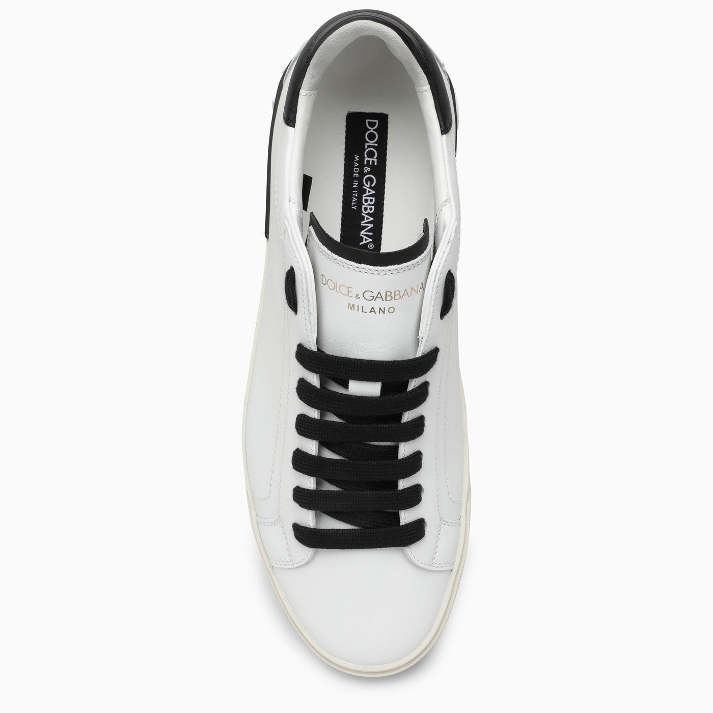 Dolce & Gabbana Portofino Vintage White/Black Leather Trainer