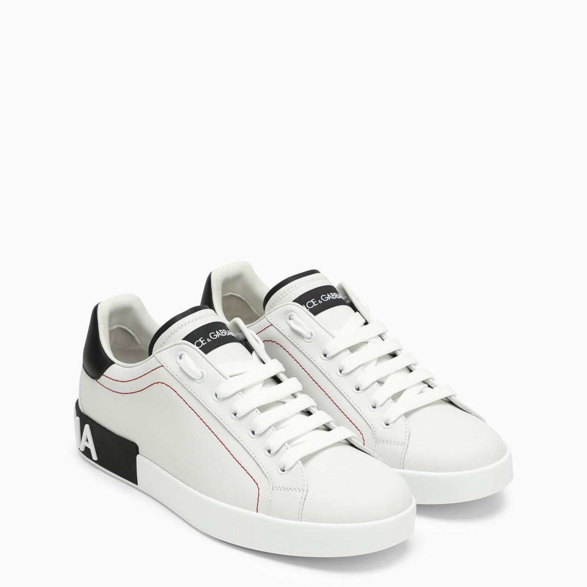 Dolce & Gabbana Portofino White/Black Leather Trainer
