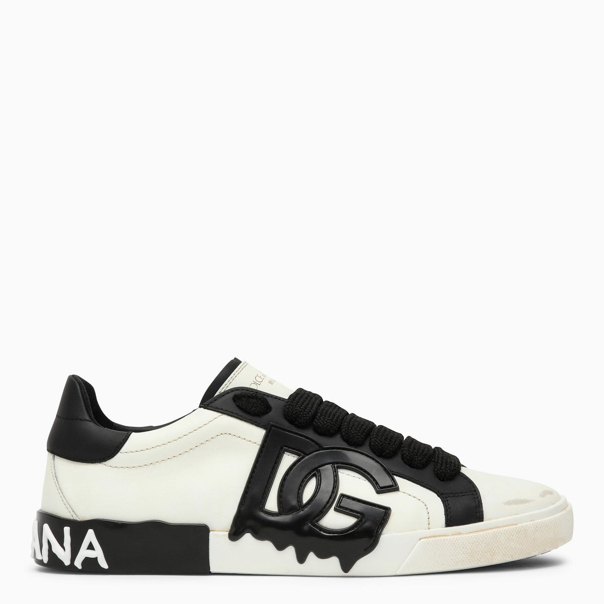 Dolce&Gabbana Portofino Vintage White/Black Leather Trainer