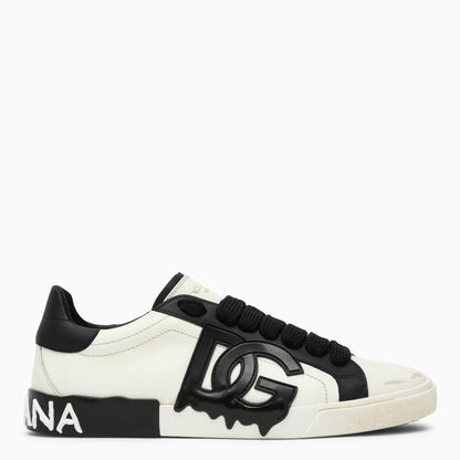 Dolce&Gabbana Portofino Vintage White/Black Leather Trainer