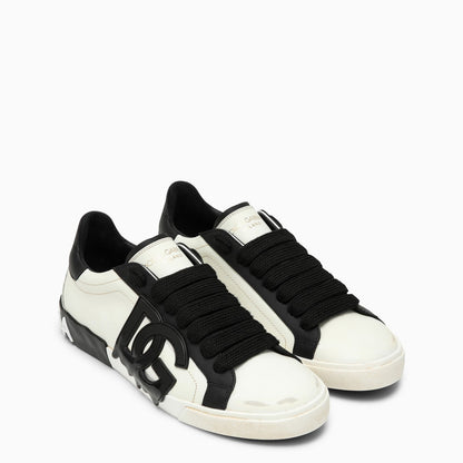 Dolce&Gabbana Portofino Vintage White/Black Leather Trainer