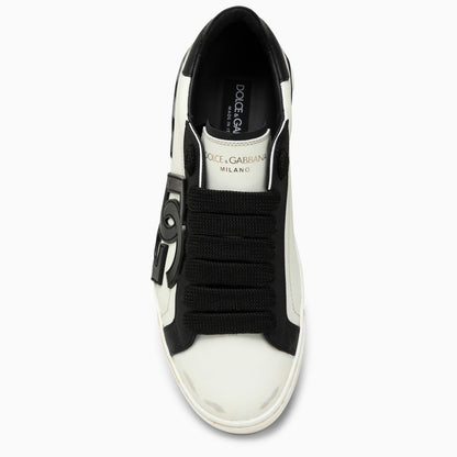 Dolce&Gabbana Portofino Vintage White/Black Leather Trainer