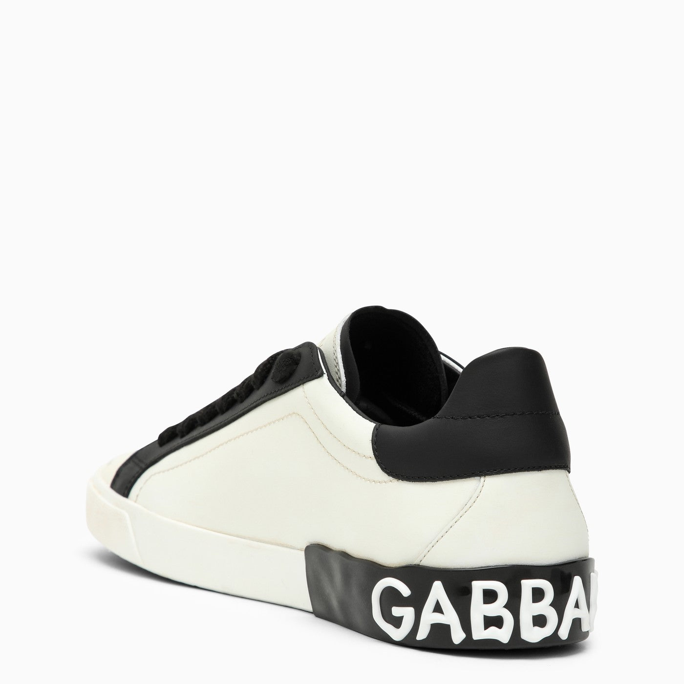 Dolce&Gabbana Portofino Vintage White/Black Leather Trainer
