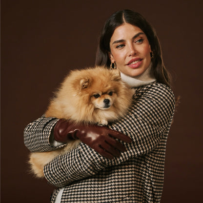 Camilla (brown) - Italian long leather winter gloves with luxurious cashmere lining — photo 1 of 10
