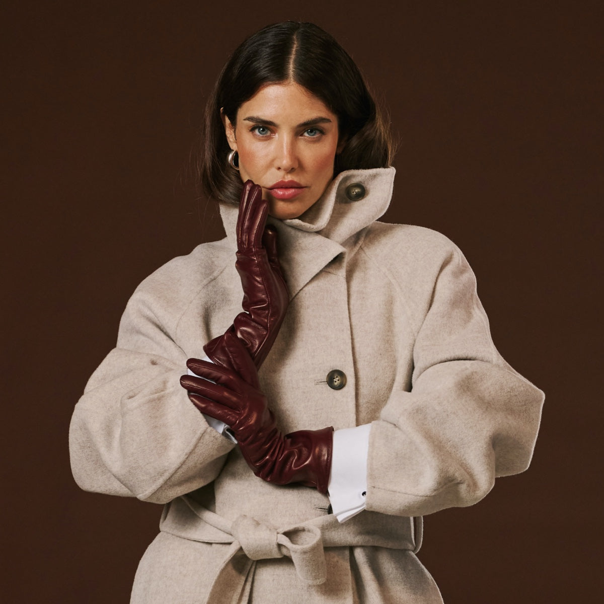 Camilla (xb) - Italian long leather winter gloves with luxurious cashmere lining — photo 8 of 10