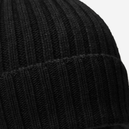 Milano (black) - Italian 100% cashmere ribbed beanie (unisex) — photo 2 of 10