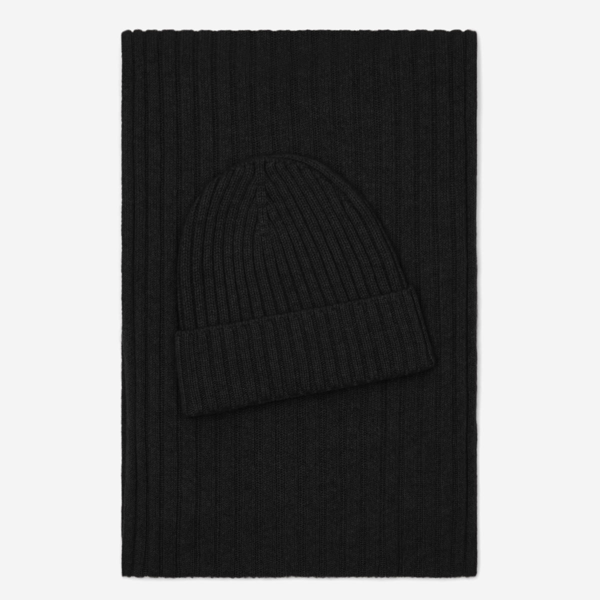 Milano (black) - Italian 100% cashmere ribbed beanie (unisex) — photo 4 of 10