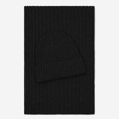 Milano (black) - Italian 100% cashmere ribbed beanie (unisex) — photo 4 of 10