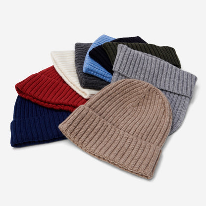 Milano (cream) - Italian 100% cashmere ribbed beanie (unisex) — photo 5 of 10