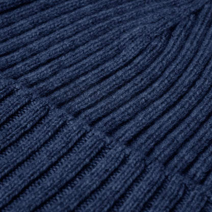 Milano (navy blue) - Italian 100% cashmere ribbed beanie (unisex) — photo 3 of 10