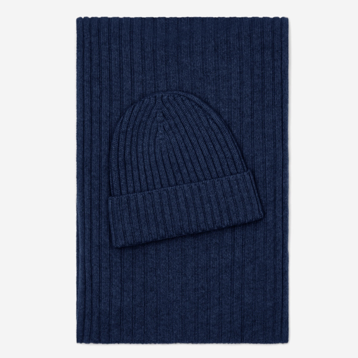 Milano (navy blue) - Italian 100% cashmere ribbed beanie (unisex) — photo 4 of 10