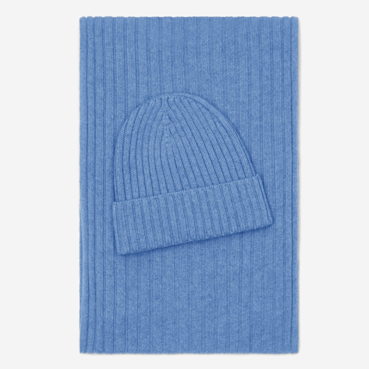 Milano (light blue) - Italian 100% cashmere ribbed beanie (unisex) — photo 4 of 10