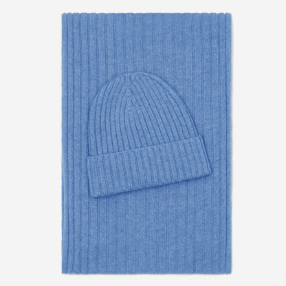 Milano (light blue) - Italian 100% cashmere ribbed beanie (unisex) — photo 4 of 10