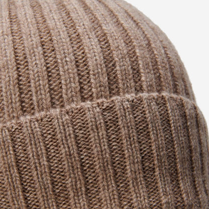 Milano (brown) - Italian 100% cashmere ribbed beanie (unisex) — photo 2 of 10