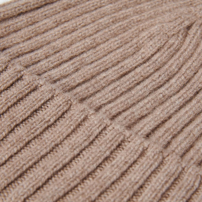 Milano (brown) - Italian 100% cashmere ribbed beanie (unisex) — photo 3 of 10