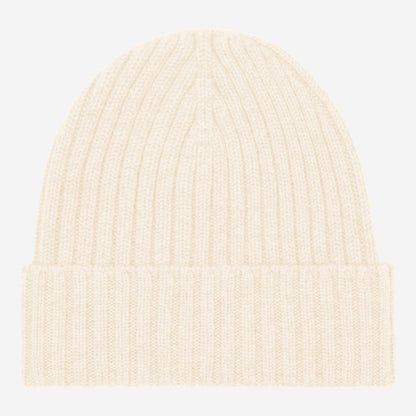 Milano (cream) - Italian 100% cashmere ribbed beanie (unisex) — photo 1 of 10