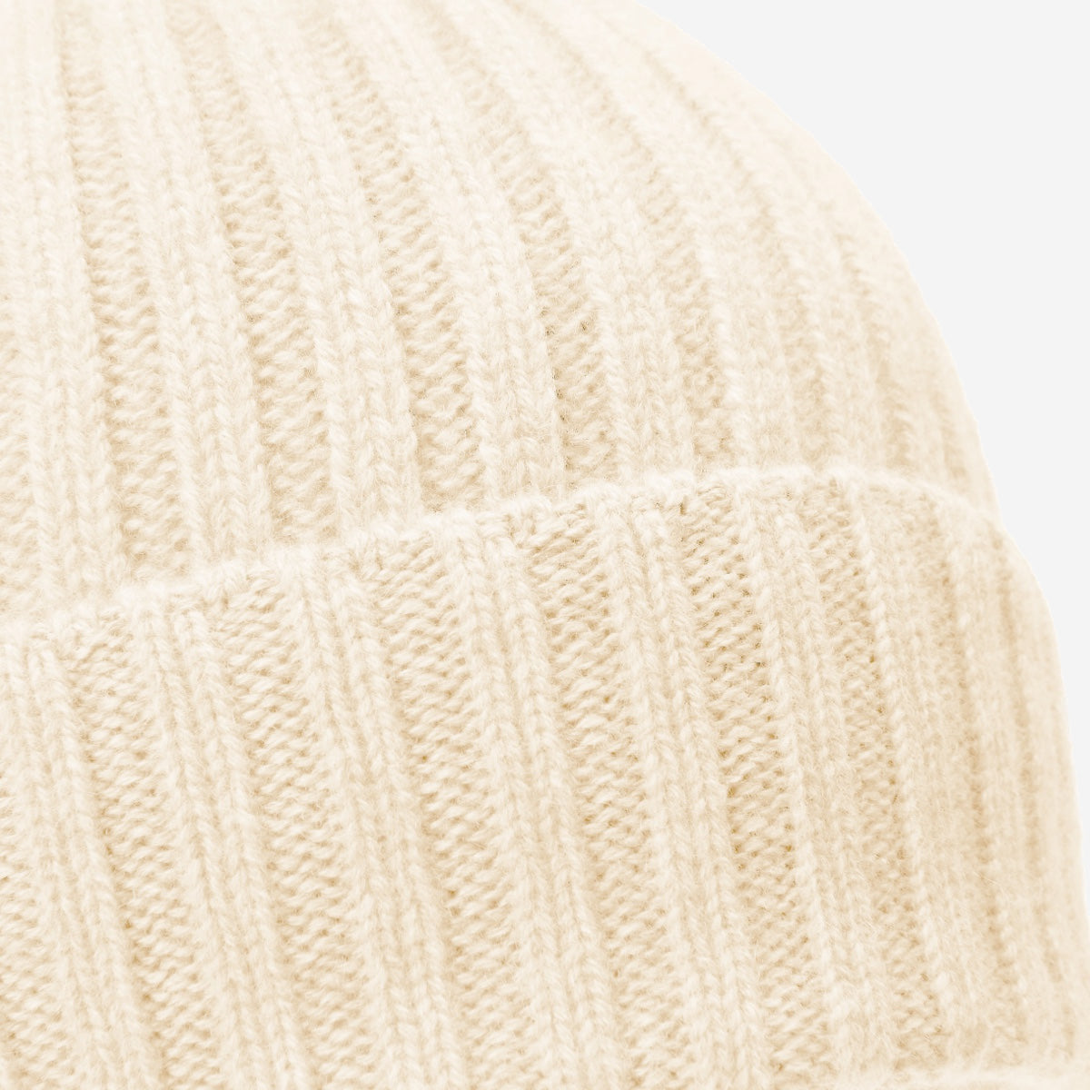 Milano (cream) - Italian 100% cashmere ribbed beanie (unisex) — photo 2 of 10