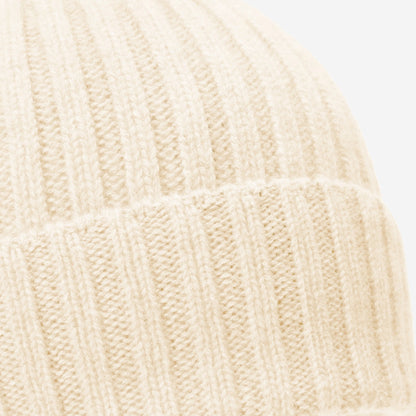 Milano (cream) - Italian 100% cashmere ribbed beanie (unisex) — photo 2 of 10