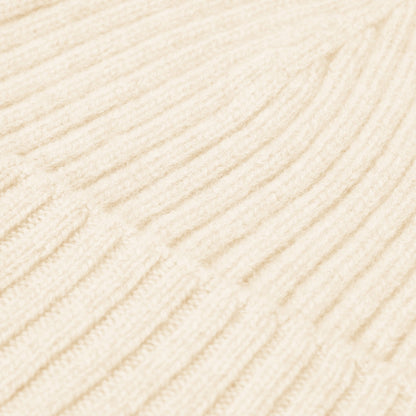 Milano (cream) - Italian 100% cashmere ribbed beanie (unisex) — photo 3 of 10