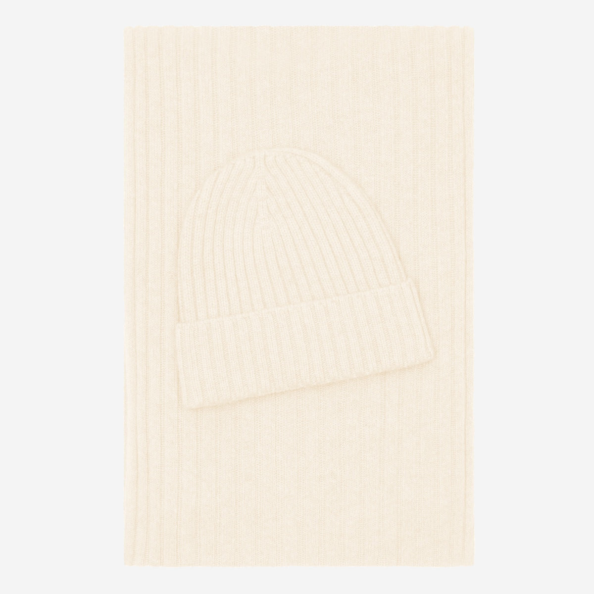 Milano (cream) - Italian 100% cashmere ribbed beanie (unisex) — photo 4 of 10