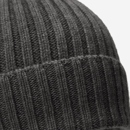 Milano (dark grey) - Italian 100% cashmere ribbed beanie (unisex) — photo 2 of 10