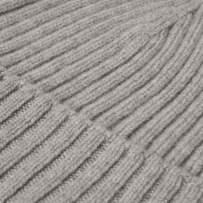 Milano (light grey) - Italian 100% cashmere ribbed beanie (unisex) — photo 3 of 10